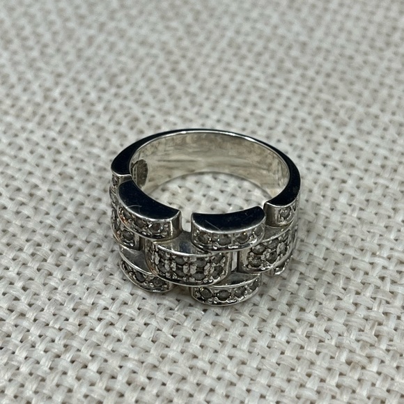 Bold Vintage 925 DQ CZ Statement Ring Size ~5.5 - Picture 5 of 15